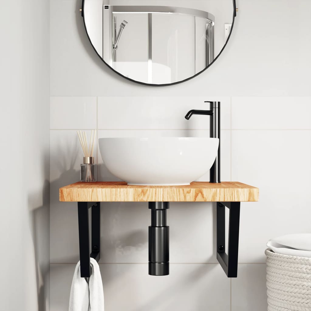 Steel and Oak Floating Basin Shelf - Bend