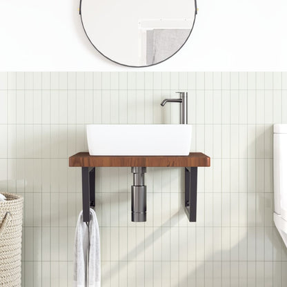 Floating Basin Shelf with Steel and Oak Wood - Bend