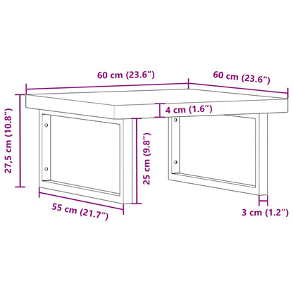 Wall-Mounted Basin Shelf with Beech Wood Top and Steel Supports - Bend