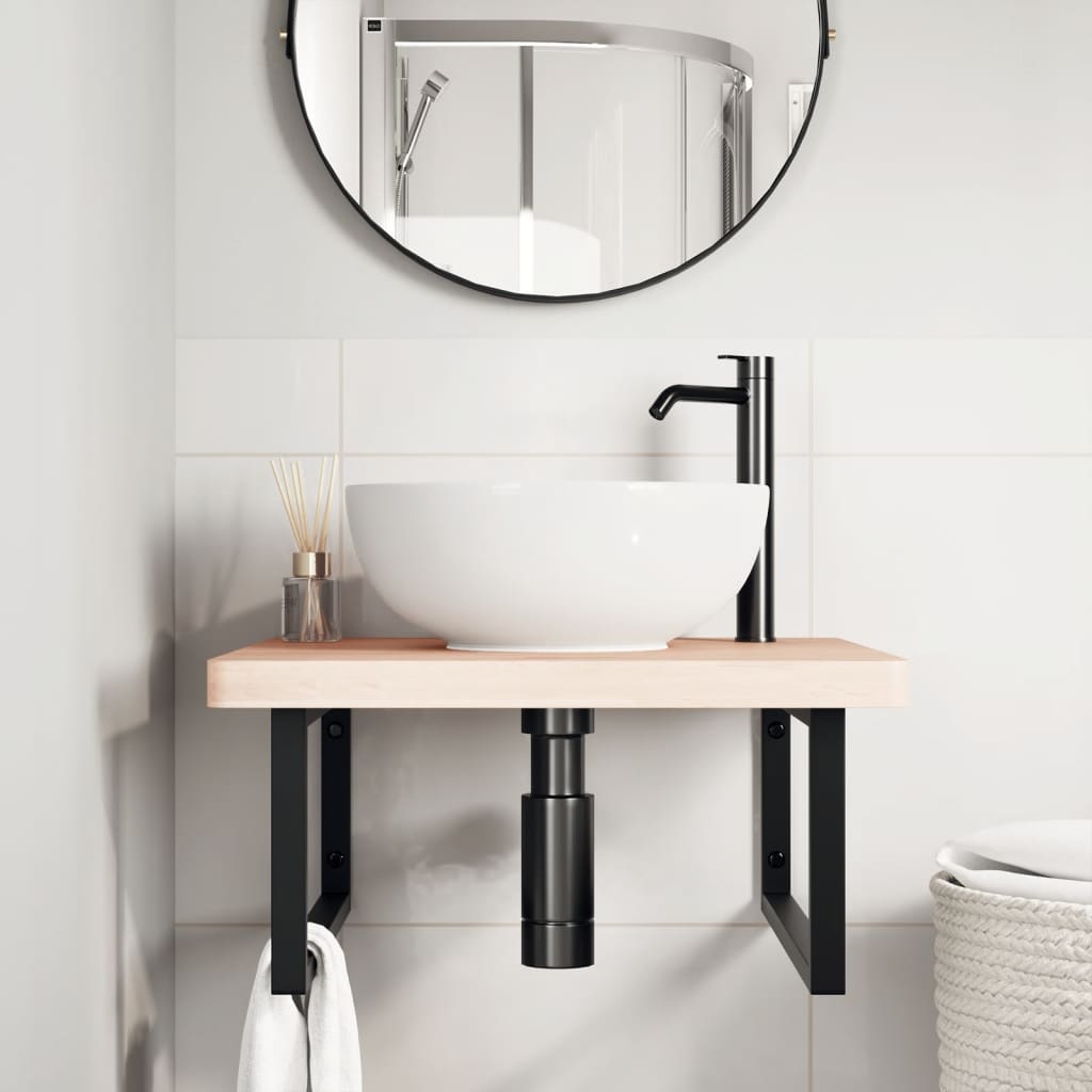 Floating Basin Shelf in Steel and Beech Wood - Bend