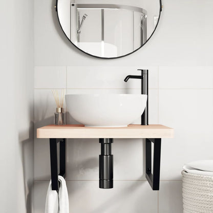 Floating Basin Shelf in Steel and Beech Wood - Bend