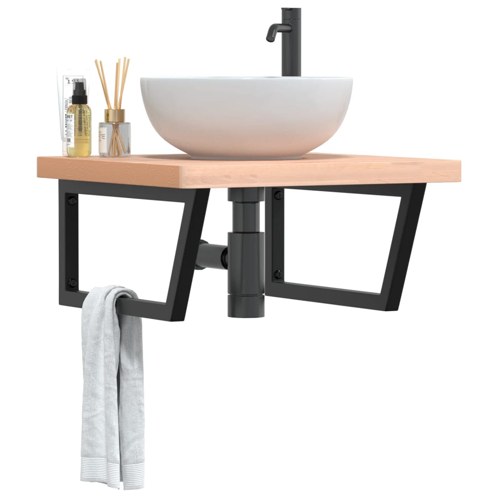 Floating Basin Shelf in Steel and Beech Wood - Bend