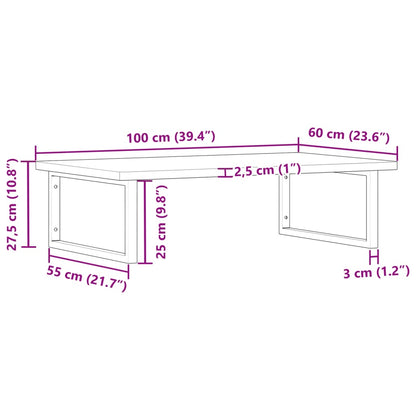 Wall-Mounted Basin Shelf with Steel Frame and Beech Wood Top - Bend