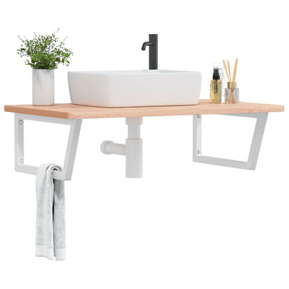 Wall-Mounted Beech Wood Basin Shelf with Steel Bracket - Bend