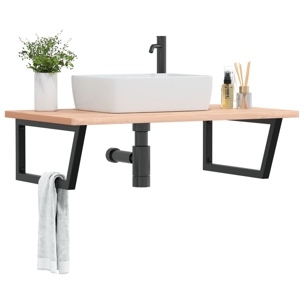 Floating Basin Shelf in Steel and Beech Wood - Bend