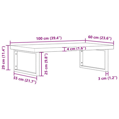 Wall-Mounted Basin Shelf with Steel Frame and Beech Wood Top - Bend