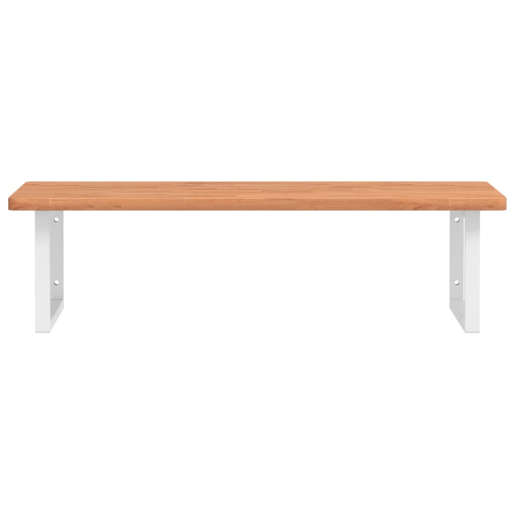 Wall-Mounted Basin Shelf with Beech Wood Top and Steel Supports - Bend