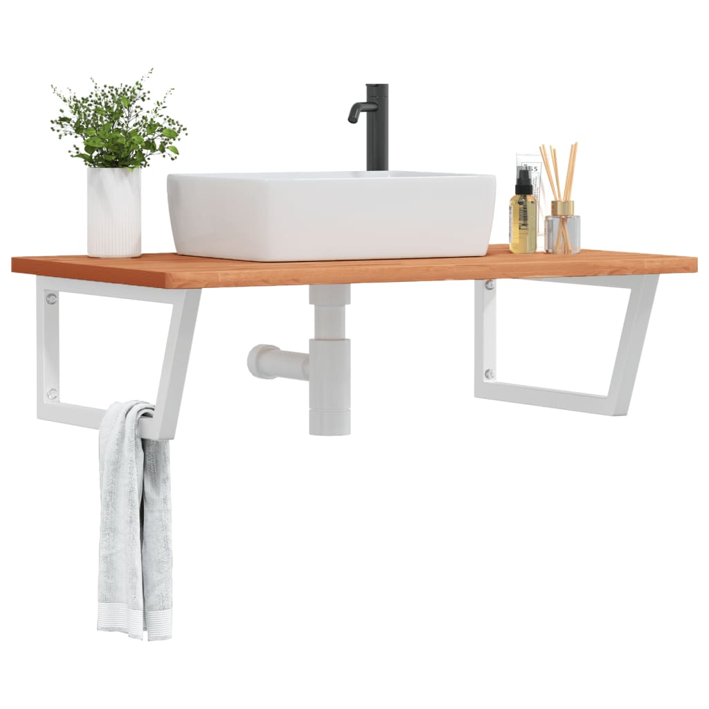 Floating Basin Shelf in Steel and Beech Wood - Bend