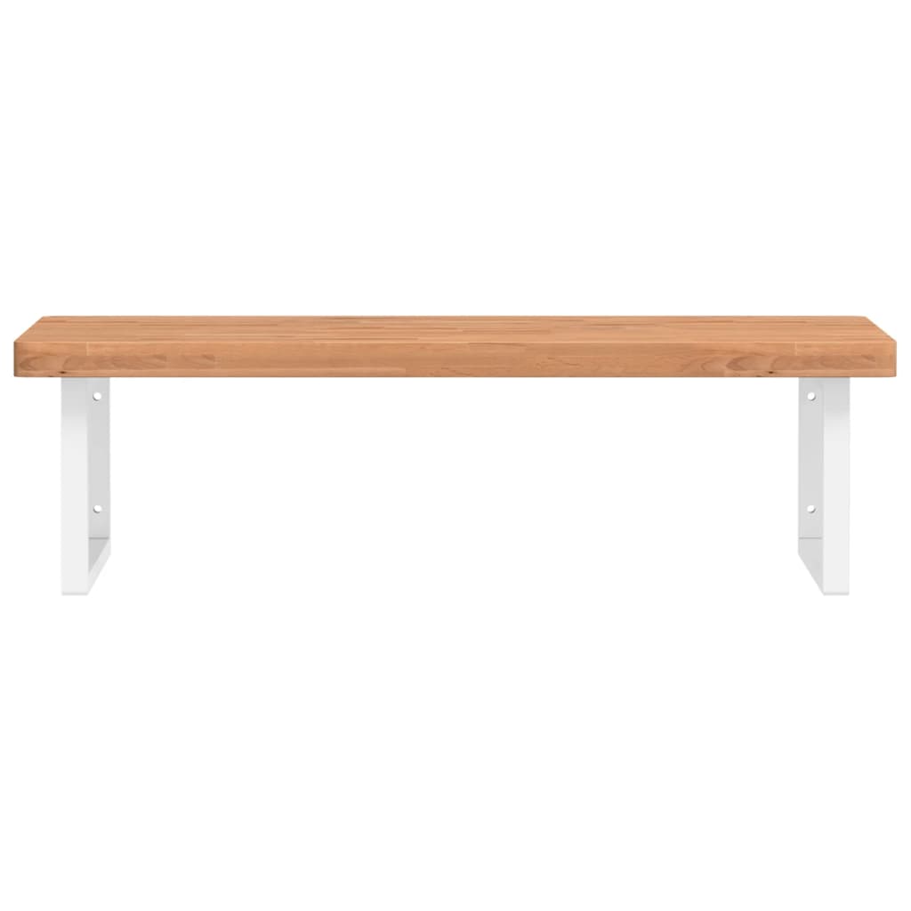 Wall-Mounted Basin Shelf with Steel Frame and Beech Wood Top - Bend