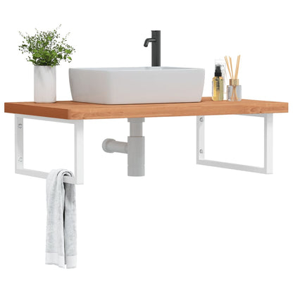 Wall-Mounted Basin Shelf with Steel Frame and Beech Wood Top - Bend