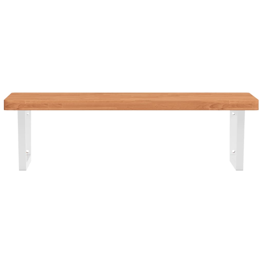 Wall-Mounted Beech Wood Basin Shelf with Steel Bracket - Bend