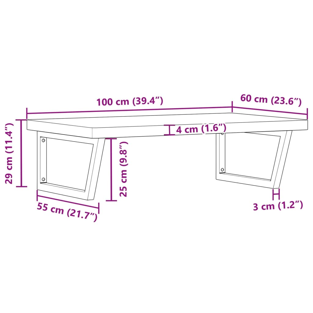 Wall-Mounted Beech Wood Basin Shelf with Steel Bracket - Bend