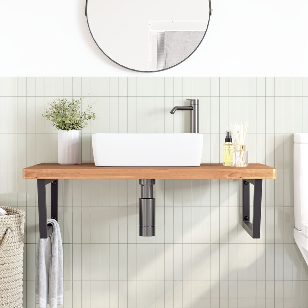 Floating Basin Shelf in Steel and Beech Wood - Bend