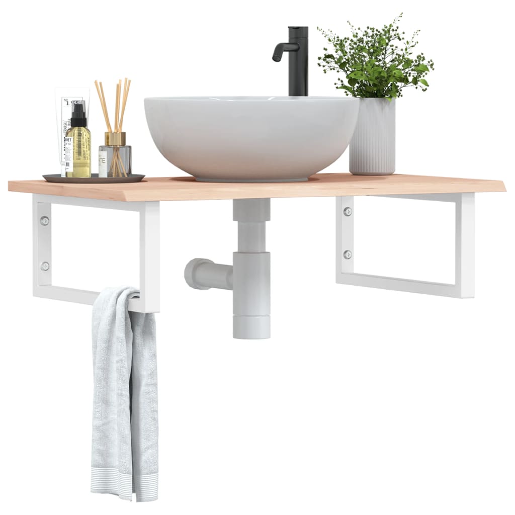 Steel and Solid Oak Wall Basin Shelf - Bend