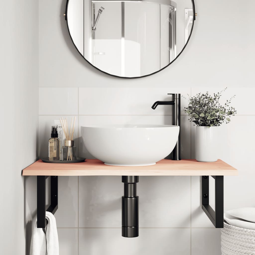 Floating Oak and Steel Basin Shelf - Bend