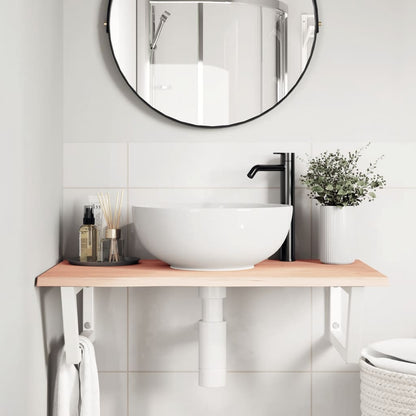 Steel and Oak Floating Basin Shelf - Bend