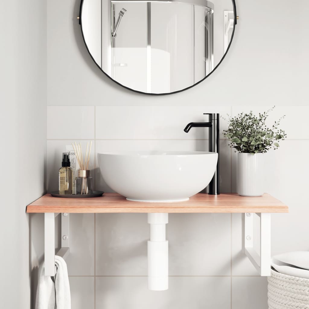 Steel and Solid Oak Wall Basin Shelf - Bend