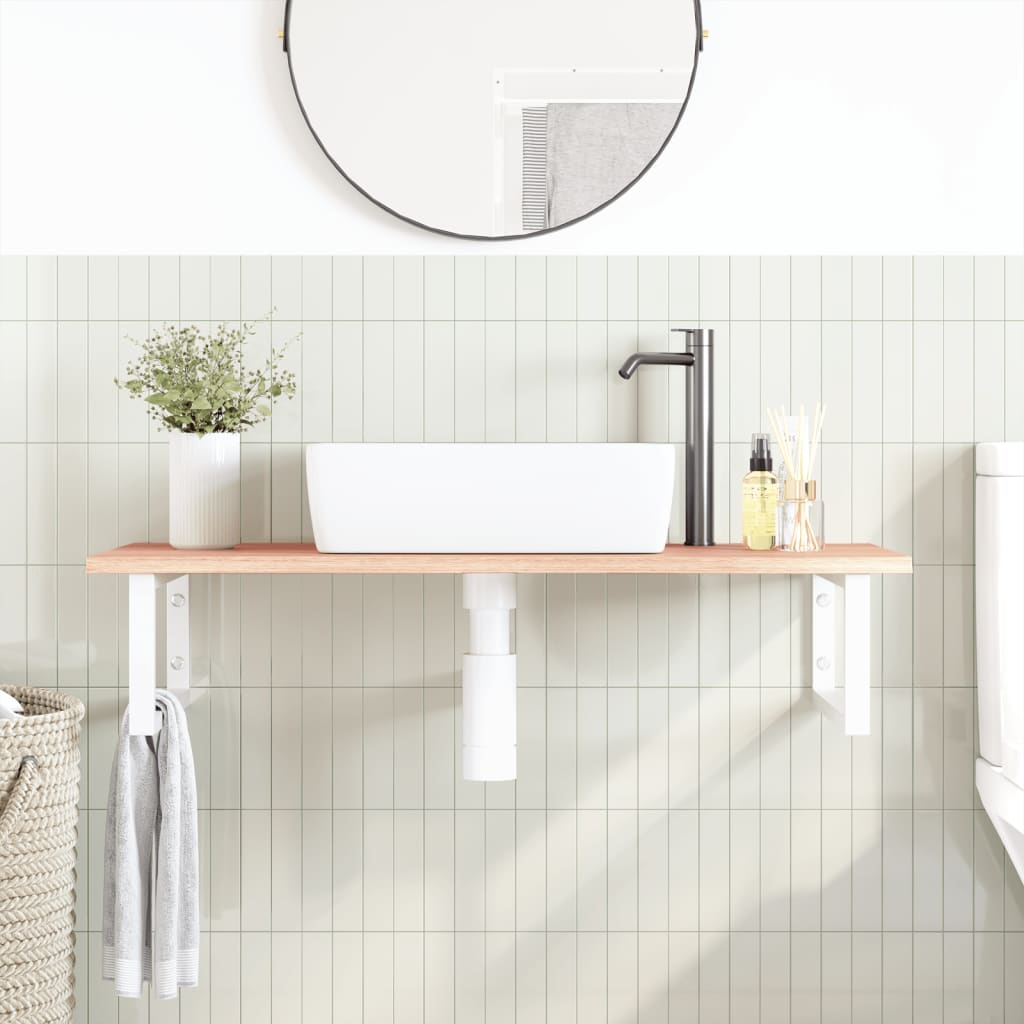 Steel and Solid Oak Wall Basin Shelf - Bend