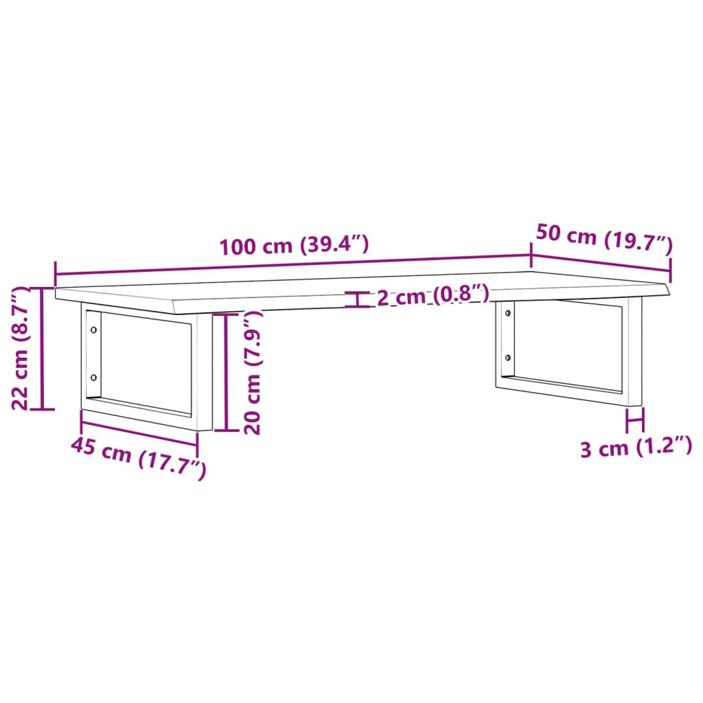 Steel and Solid Oak Wall Basin Shelf - Bend