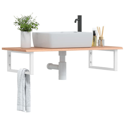 Steel and Solid Oak Wall Basin Shelf - Bend