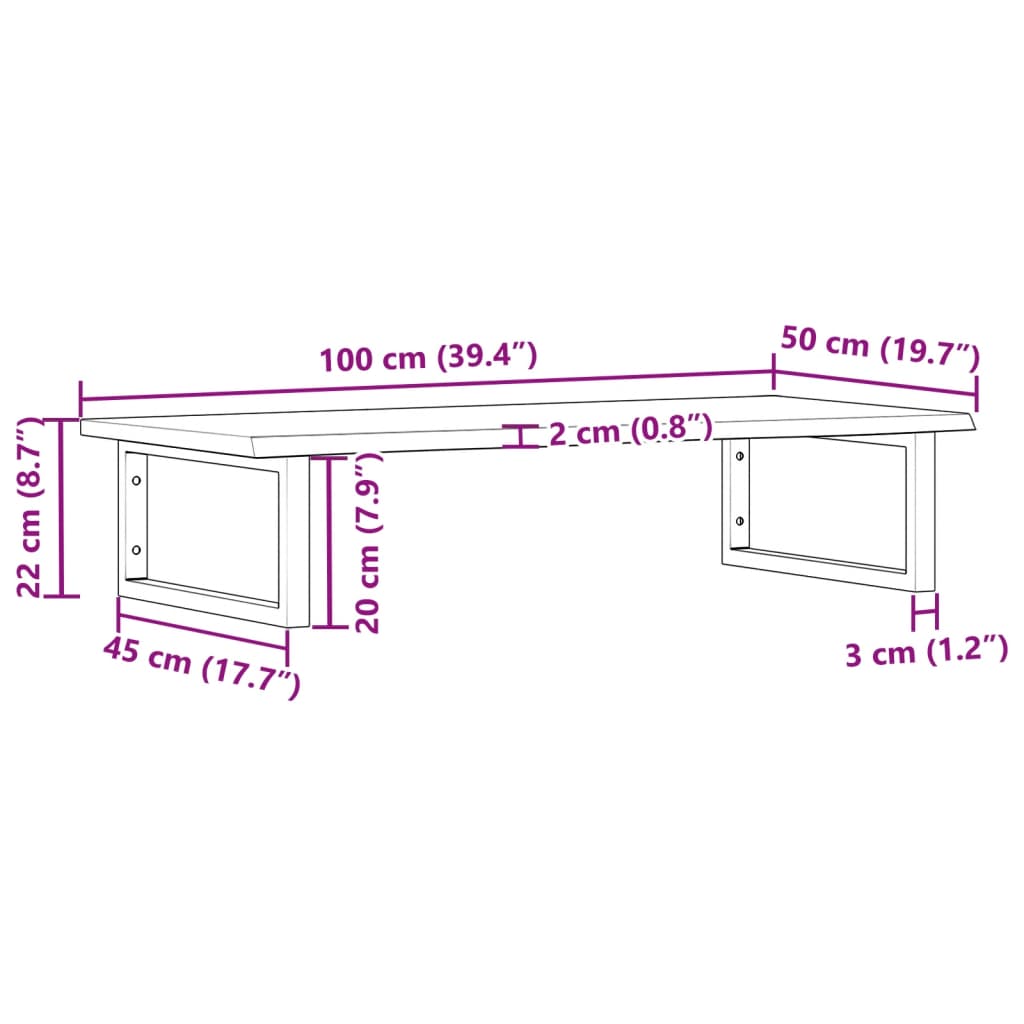 Wall-Mounted Basin Shelf with Oak Wood Top and Steel Bracket - Bend