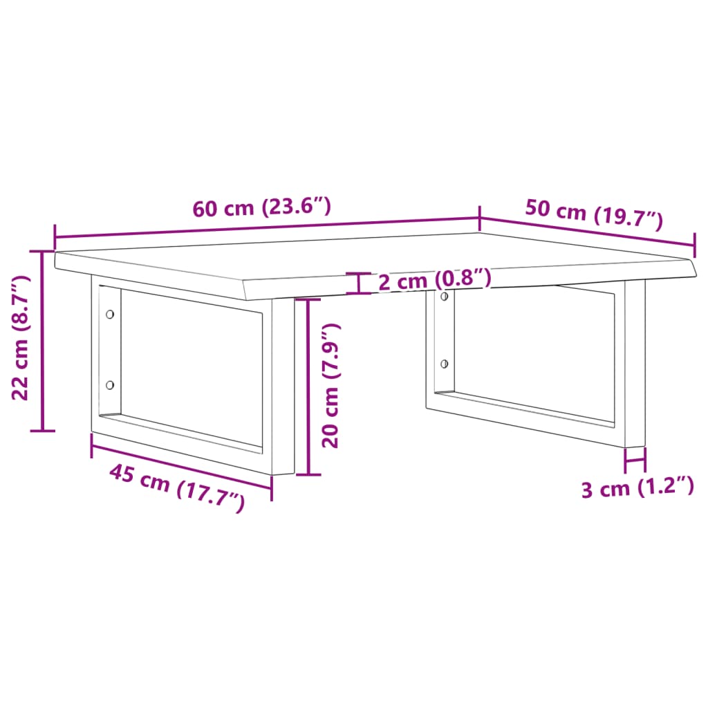 Wall-Mounted Basin Shelf with Oak Wood Top and Steel Bracket - Bend