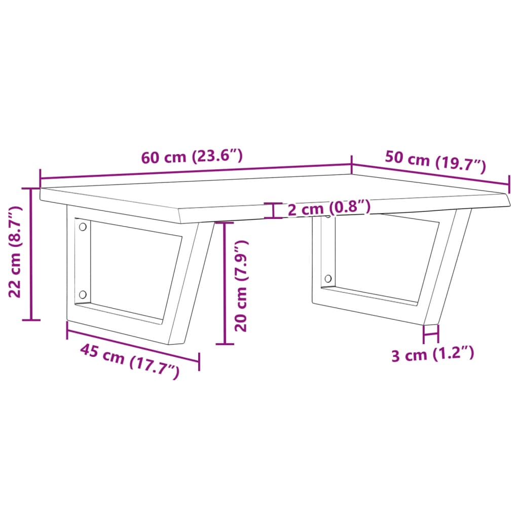 Wall-Mounted Oak Basin Shelf with Steel Brackets - Bend