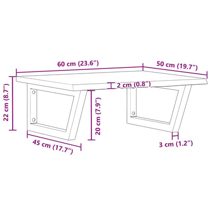 Wall-Mounted Oak Basin Shelf with Steel Brackets - Bend