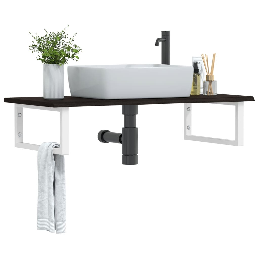 Floating Basin Shelf in Steel and Oak Wood - Bend