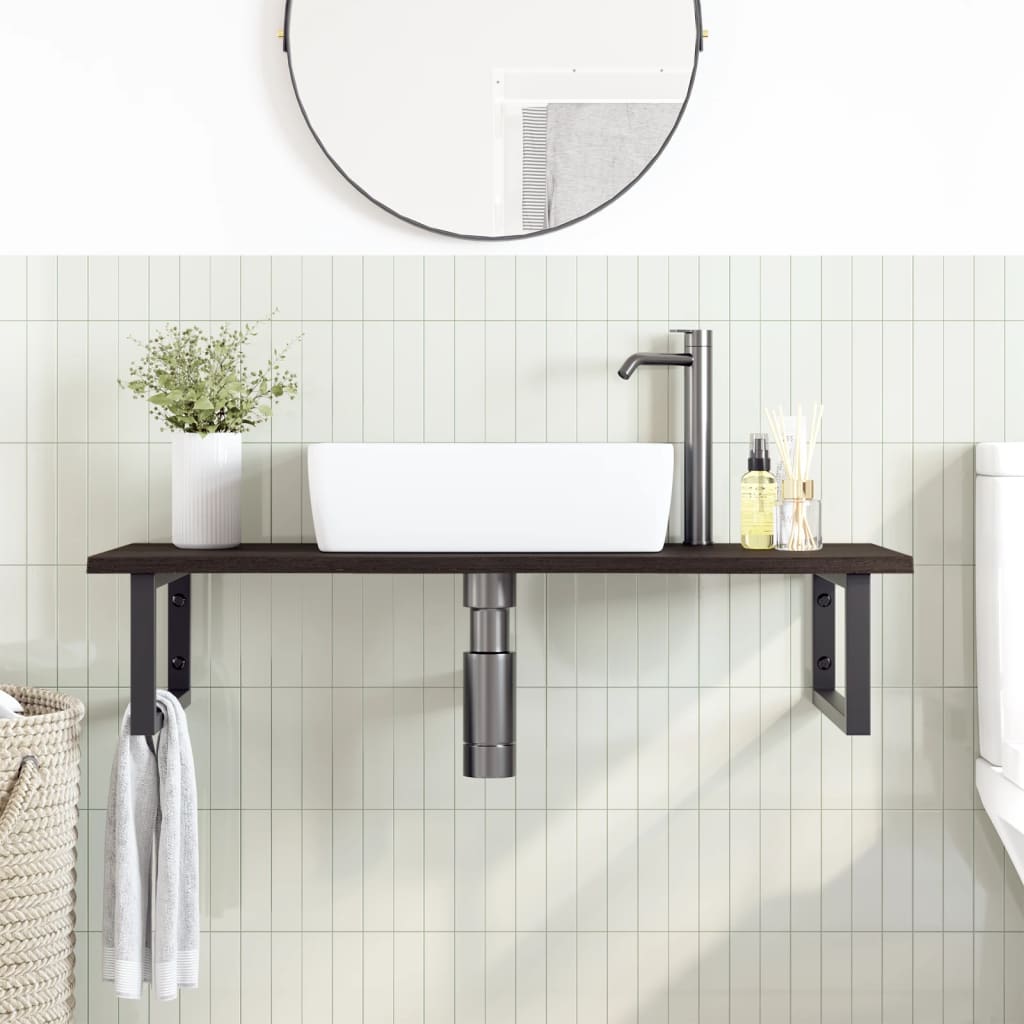 Floating Oak and Steel Basin Shelf - Bend