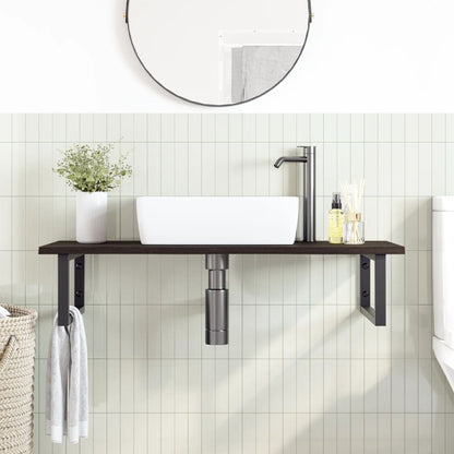 Floating Oak and Steel Basin Shelf - Bend