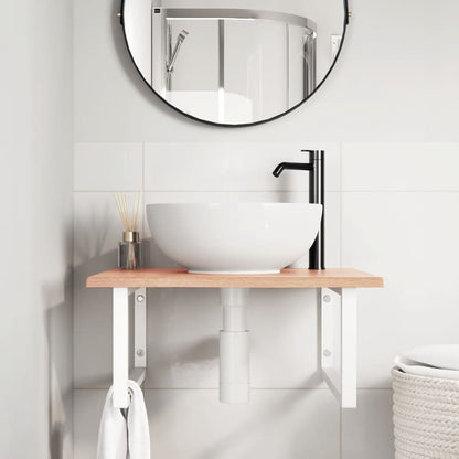 Steel and Solid Oak Wall Basin Shelf - Bend