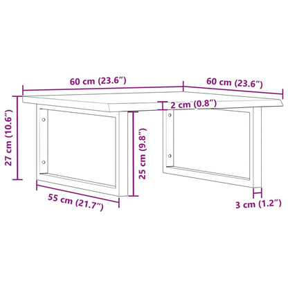 Steel and Solid Oak Wall Basin Shelf - Bend