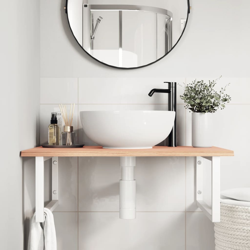 Steel and Oak Wall-Mounted Basin Storage Shelf - Bend