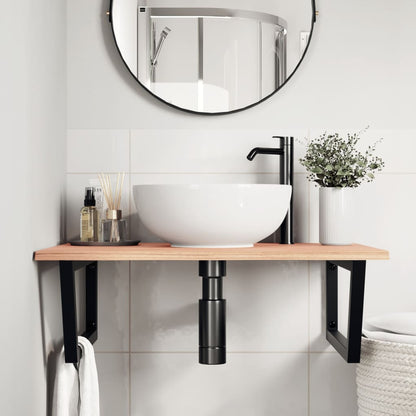 Steel and Oak Floating Basin Shelf - Bend