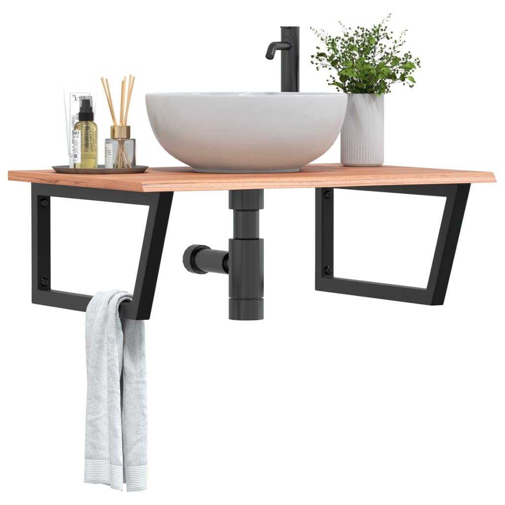 Steel and Oak Floating Basin Shelf - Bend