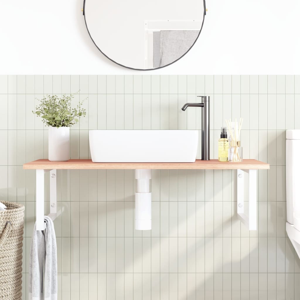 Floating Oak and Steel Basin Shelf - Bend