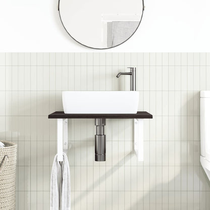 Steel and Oak Wall-Mounted Basin Storage Shelf - Bend