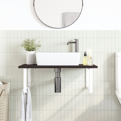 Steel and Oak Wall-Mounted Basin Storage Shelf - Bend