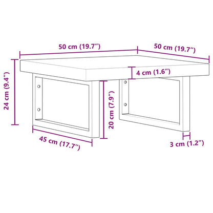 Wall-Mounted Acacia Wood and Steel Basin Shelf with Square Legs - Bend