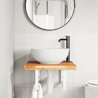 Wall-Mounted Acacia Wood and Steel Basin Shelf with Square Legs - Bend