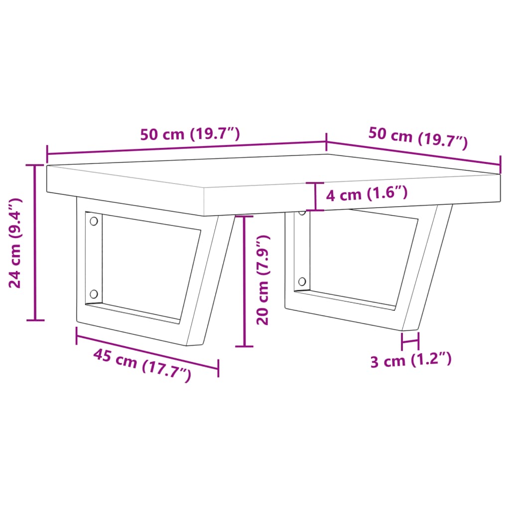 Wall-Mounted Basin Shelf with Acacia Wood Top and Steel Brackets - Bend