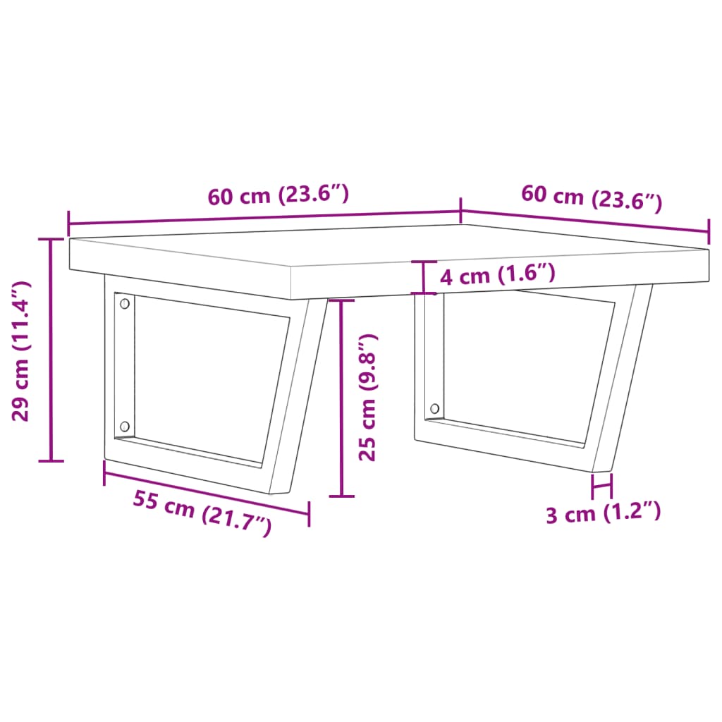 Wall-Mounted Basin Shelf with Acacia Wood Top and Steel Brackets - Bend