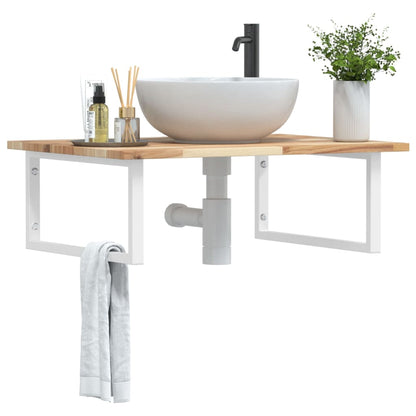 Wall-Mounted Acacia Wood and Steel Basin Shelf with Square Legs - Bend