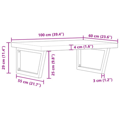 Wall-Mounted Basin Shelf with Acacia Wood Top and Steel Brackets - Bend