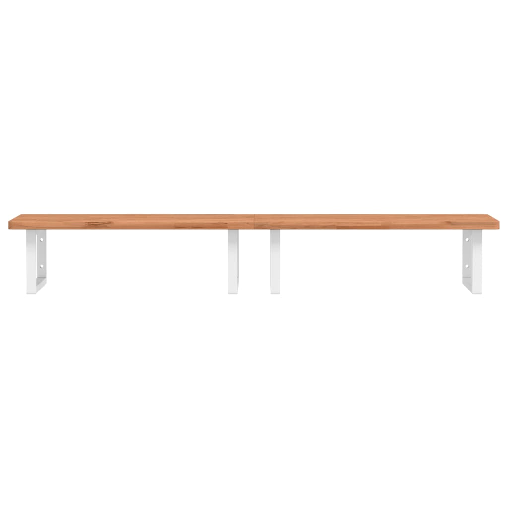 Basin Shelf Wall Mounted Steel and Solid Wood Beech