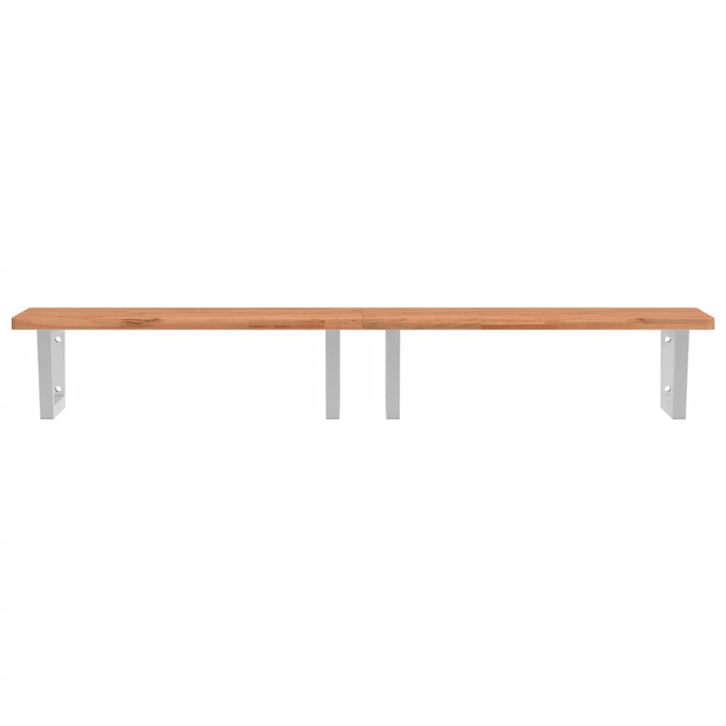 Wall-Mounted Basin Shelf with Beech Wood Top and Steel Bracket - Bend