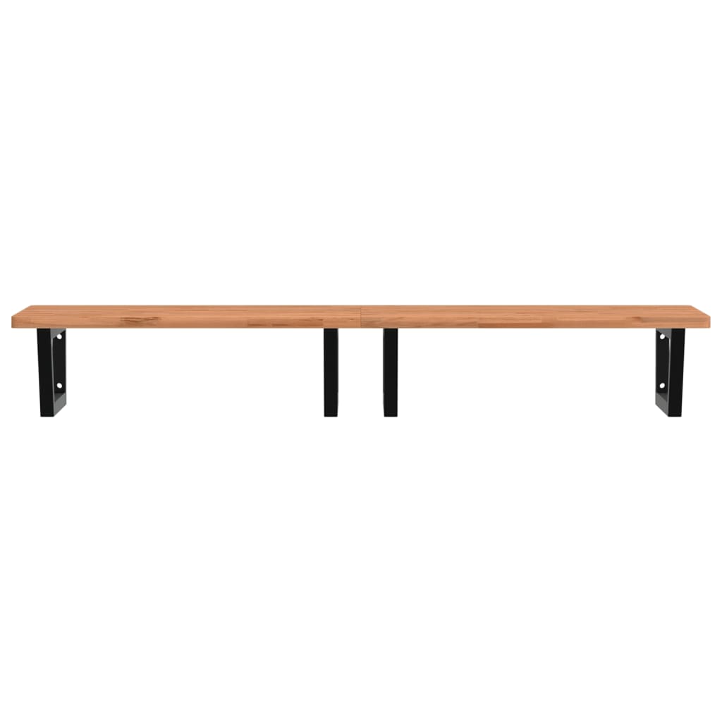 Wall-Mounted Basin Shelf with Beech Wood Top and Steel Bracket - Bend