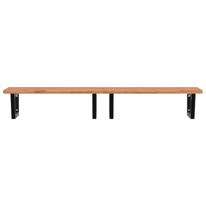 Wall-Mounted Basin Shelf with Beech Wood Top and Steel Bracket - Bend