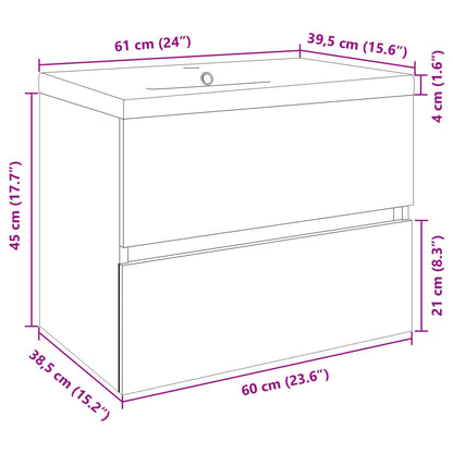 2 Piece Bathroom Furniture Set in Ceramic and Engineered Wood